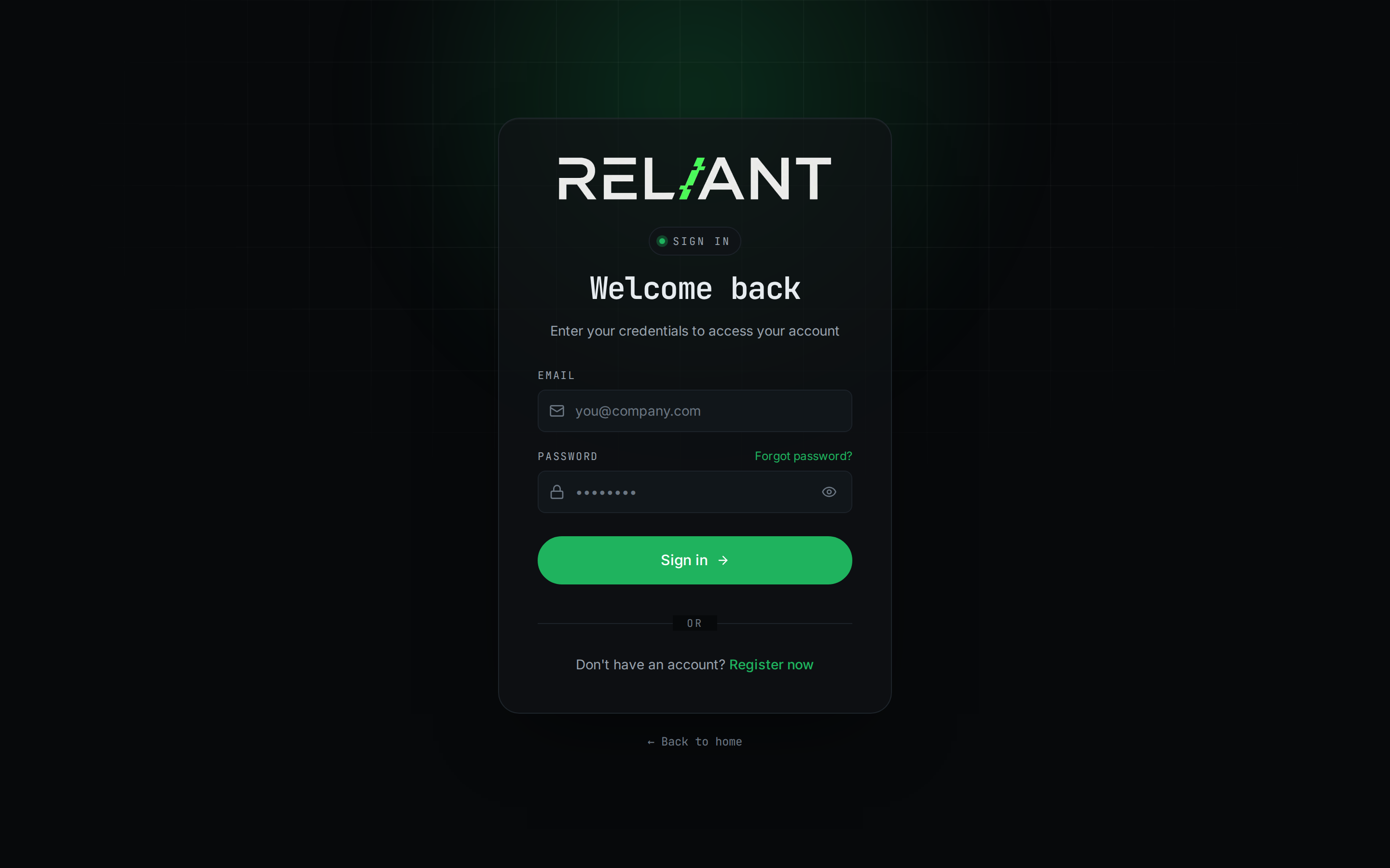 Sign-in screen