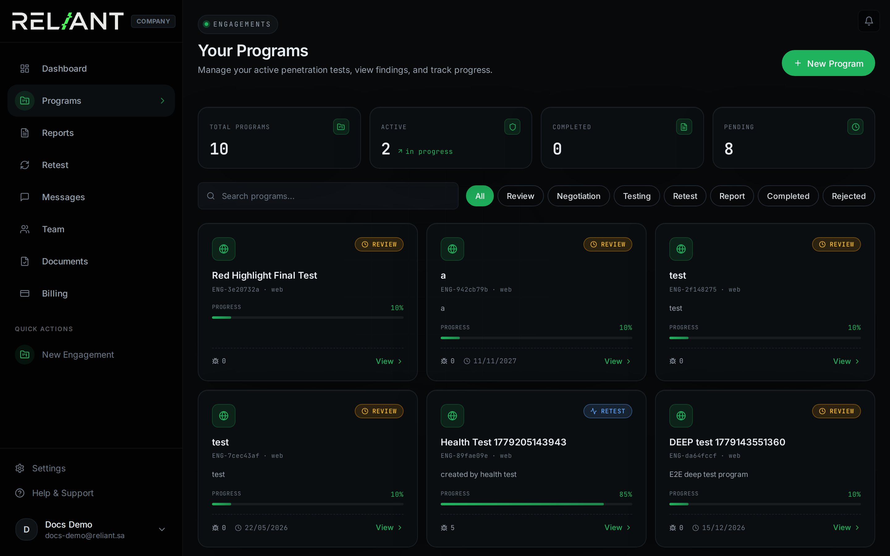Program detail page
