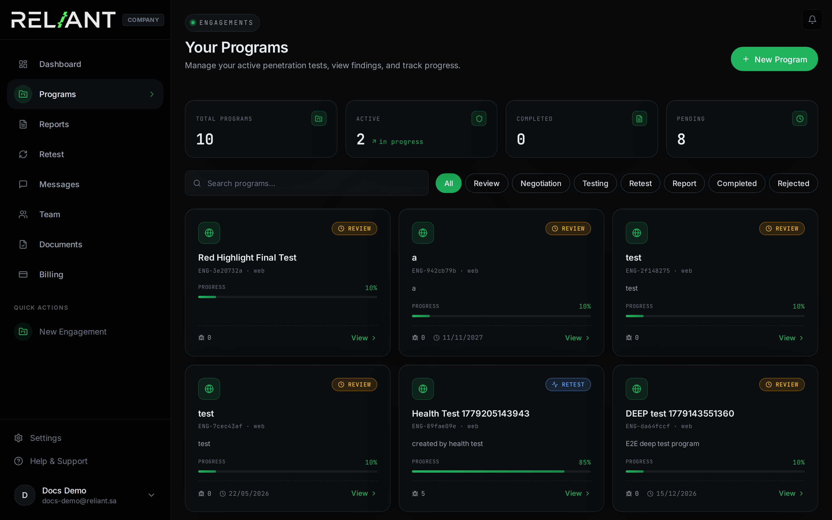 Programs list