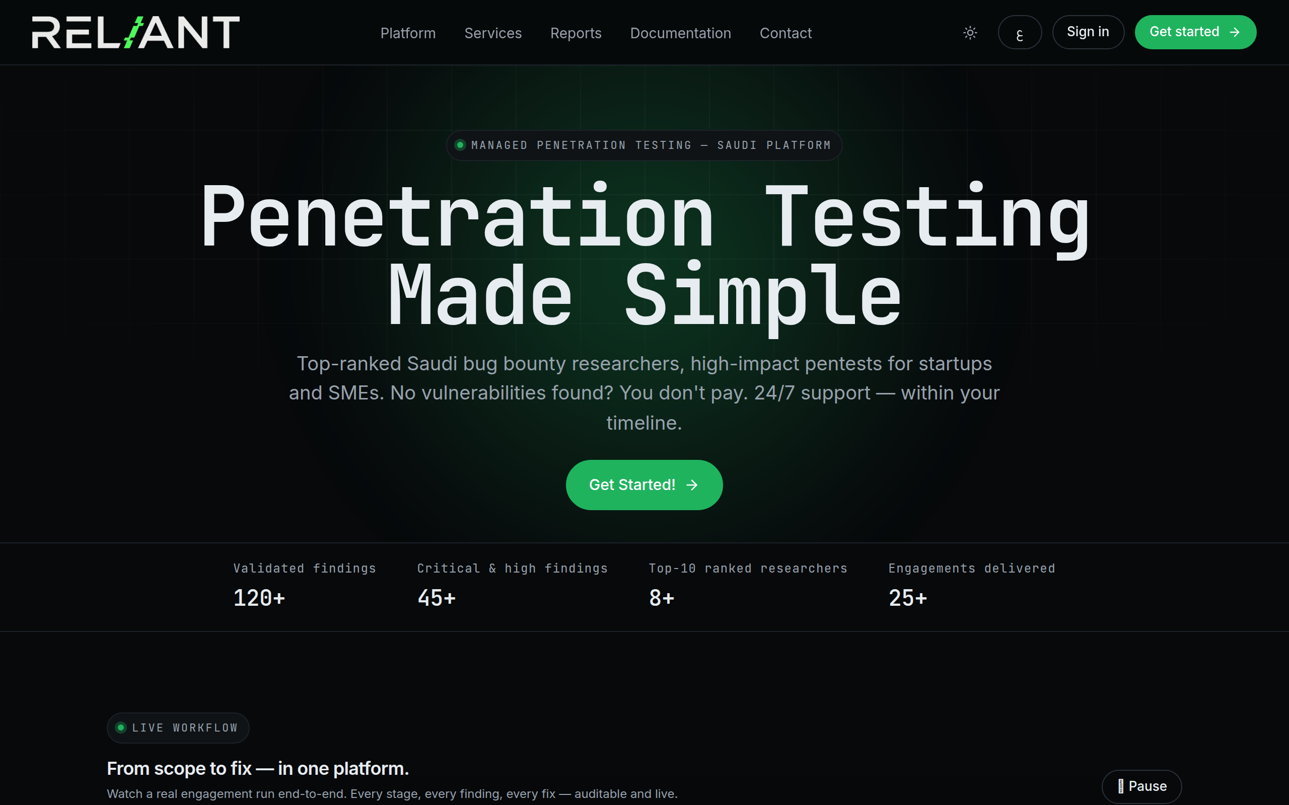 Reliant homepage