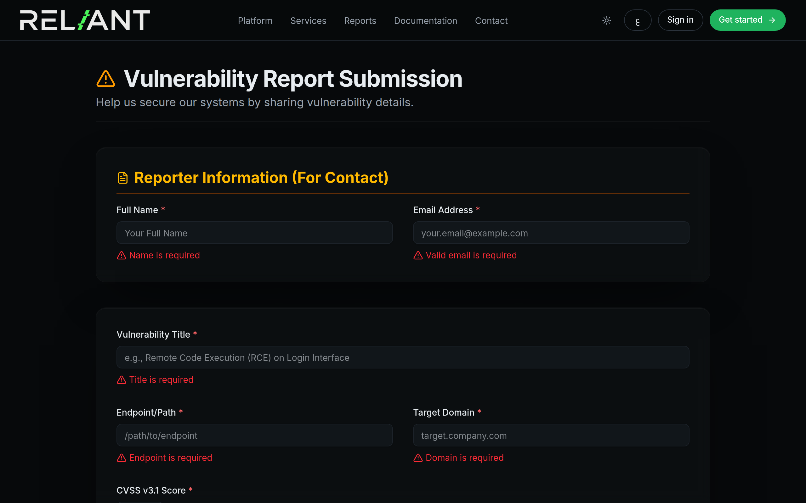 Public send-report form